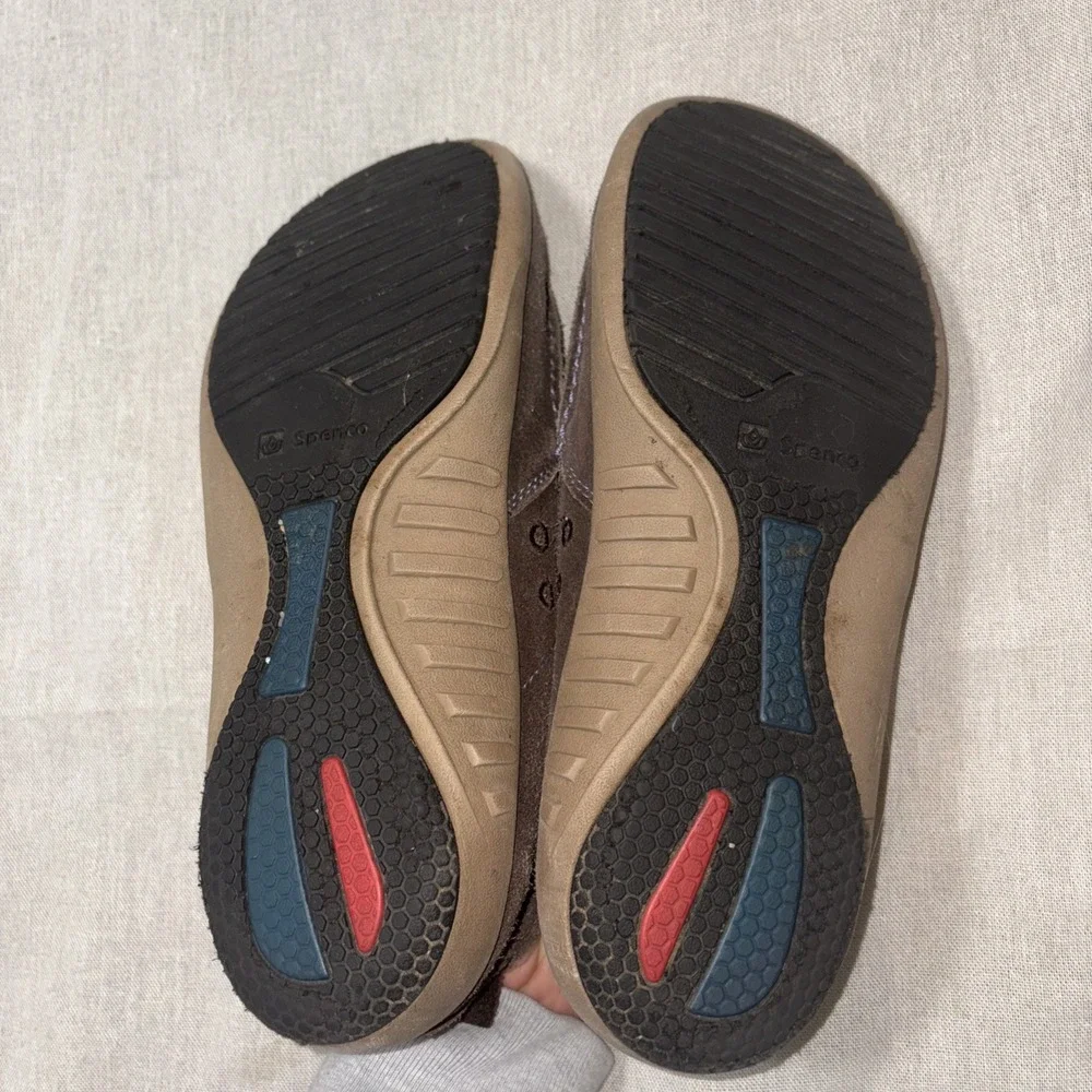 Spenco Siesta Women's 11 W Suede Leather Slip-on Comfort Shoe Fossil Wide Brown‎